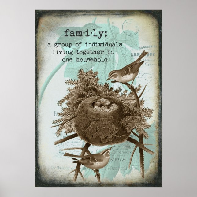 Vintage Bird Family Poster (Framsidan)