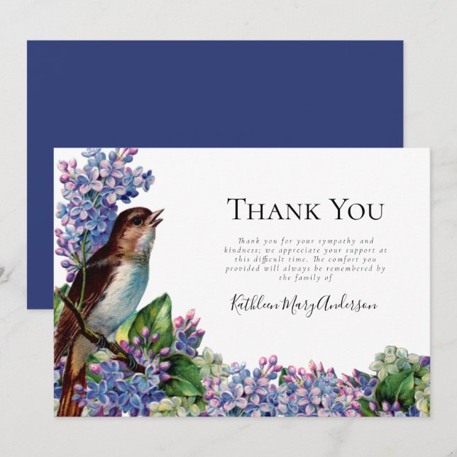 Vintage Bird Funeral Tack Kort (Fram/baksida)