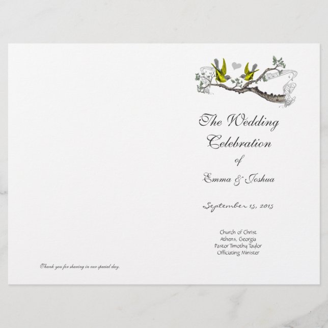 Vintage Bird gula vingar & grått programomslag (Framsida)