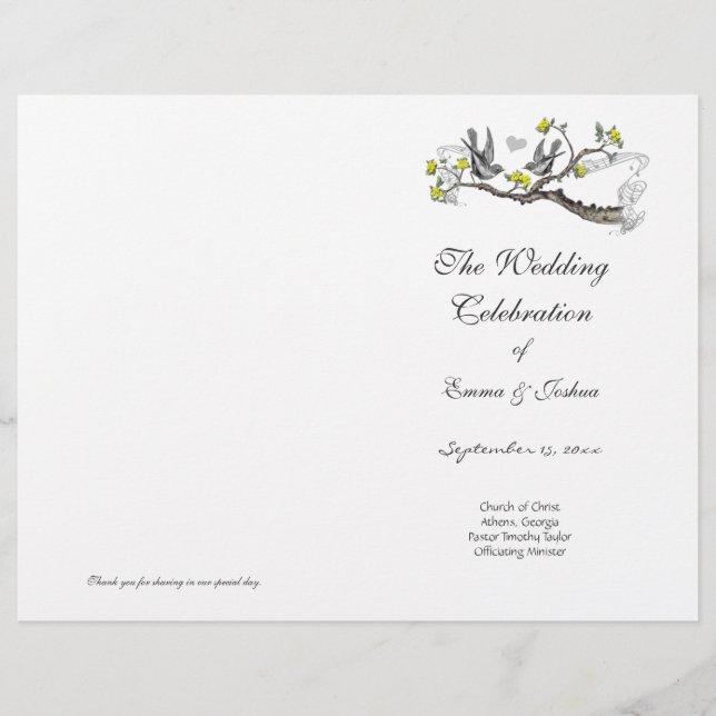 Vintage Bird Gult & Grått Program Cover (Framsida)