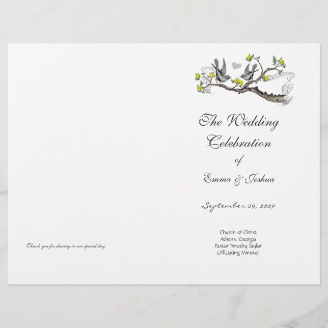 Vintage Bird Gult & Grått Program Cover (Framsida)