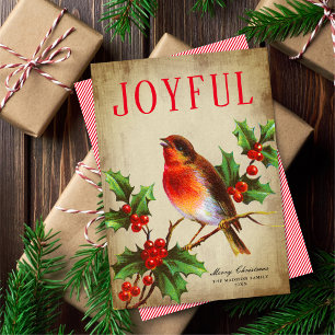 Vintage Bird + Holly Lövs non-Photo Helgdag Card