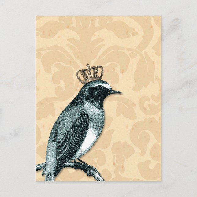 Vintage Bird i Krona Vykort (Framsida)