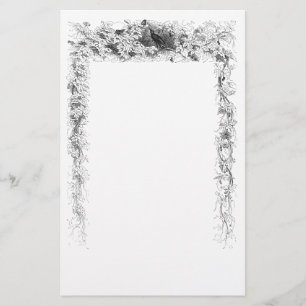 Vintage Bird i svartvit vinbild Brevpapper