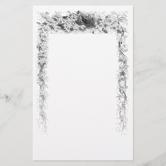 Vintage Bird i svartvit vinbild Brevpapper (Framsida)
