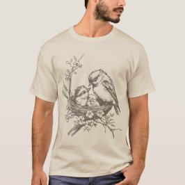 Vintage Bird in Nest T Shirt