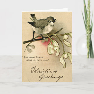Vintage Bird-jul Helgkort