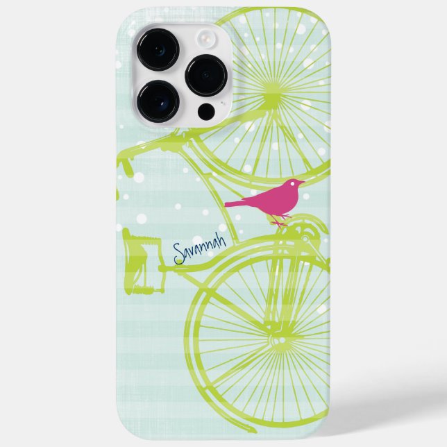 Vintage Bird Lime Green Bike Mönster Iphone 5 (Baksida)