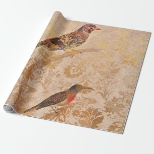 Vintage Bird med Guld Presentpapper
