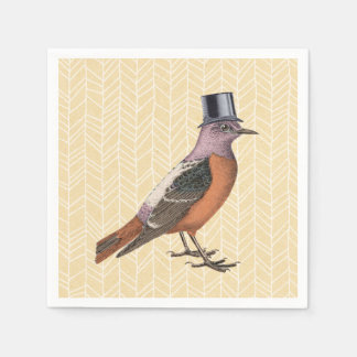 Vintage Bird med Top hat Pappersservett
