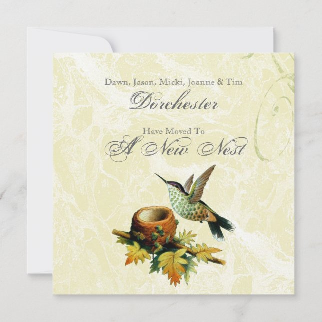Vintage Bird & Nest Flytta Meddelande (Framsida)