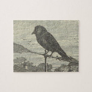 Vintage, Bird Perched på en Vind Vane Puzzle Pussel