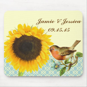 Vintage Bird Sunflower Musmattor