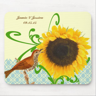 Vintage Bird Sunflower Musmattor