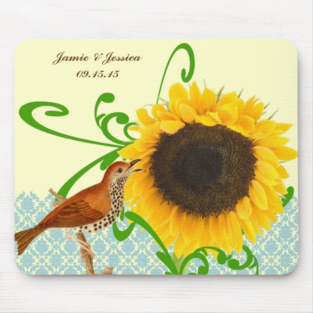 Vintage Bird Sunflower Musmattor (Framsidan)