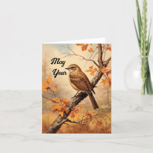 Vintage Bird Thanksgiving Card Helgkort