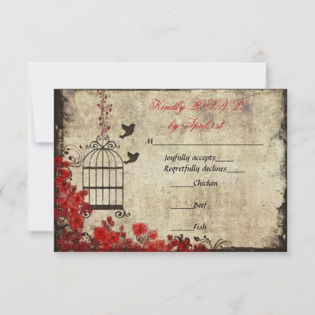 Vintage Birdcage Bröllop OSA Red (Framsida)