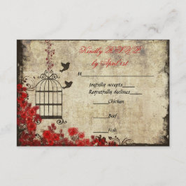 Vintage Birdcage Bröllop OSA Red Kort