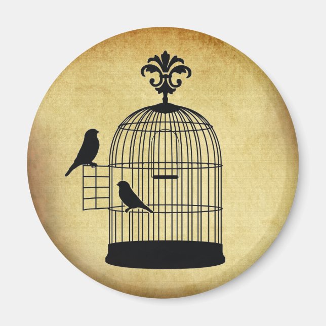 vintage Birdcage frimärke. Magnet (Framsidan)