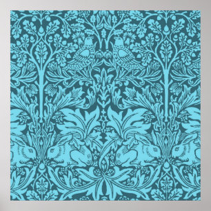 Vintage Birds and Rabbits mönster. Poster