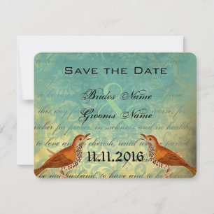 Vintage Birds Bröllop Vow Spara datum Datumet