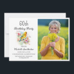 Vintage Birds Canaries Flowers 60:e födelsedagsfot Inbjudningar<br><div class="desc">Söt vintage 60:e födelsedagsfestens fotoinbjudan med gult-kanaler som sjunger i grenar på en träd-blomning med vår blommor. Kontakta mig om du behöver hjälp med dina anpassningar eller om du vill be om ytterligare matchning eller samordning av Zazzle-produkter för firande.</div>