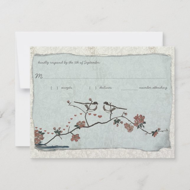 Vintage Birds Damask Wedding OSA (Framsida)