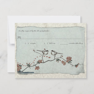 Vintage Birds Damask Wedding OSA Kort