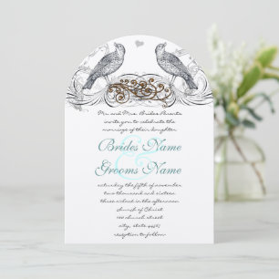 Vintage Birds du väljer accent Wedding Investigati Inbjudningar