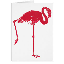Vintage Birds, en Rosa Flamingo med en uppsida Hälsningskort