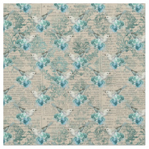 Vintage Birds Fabric Tyg