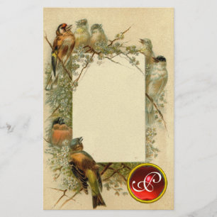 VINTAGE BIRDS GEM MONOGRAM BREVPAPPER