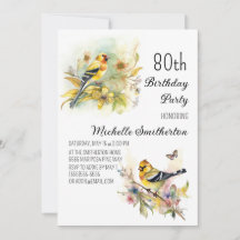 Vintage Birds Gul Steklar 80-årsdag