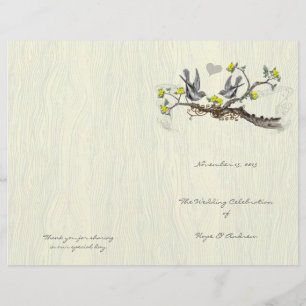 Vintage Birds Gult & Grått Woodgrain Program