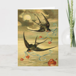 Vintage Birds & Hearts Valentindagskort Helgkort