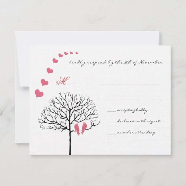 Vintage Birds Honeysuckle Rosa Bröllopsinbjudan Inbjudningar (Framsida)