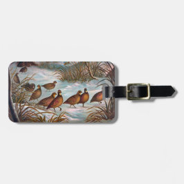Vintage Birds in the Snow Bagagebricka