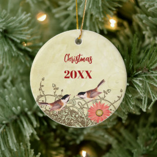 Vintage Birds jul Par Photo Ornament