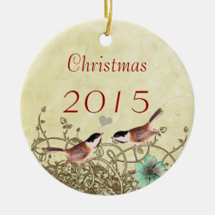 Vintage Birds jul Par Photo Ornament