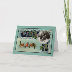 Vintage Birds-julkort Helgkort