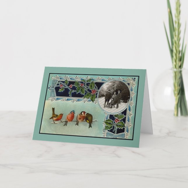 Vintage Birds-julkort Helgkort (Framsida)