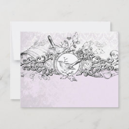 Vintage Birds Lavender Musical Rulla Bröllop OSA