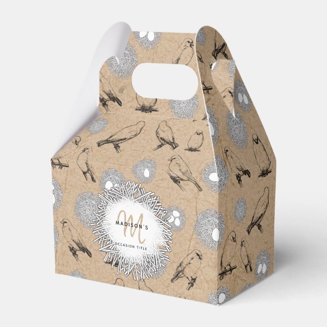 Vintage Birds & Nest Rustic Kraft Brown Presentaskar (Framsidan Sidan)