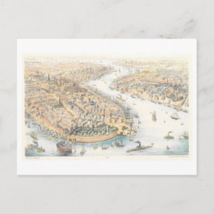Vintage Bird's-Öga View of New York City Vykort