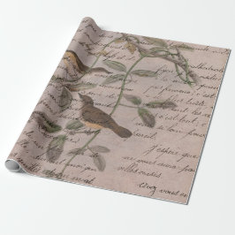 Vintage Birds on Grenar with Write Presentpapper