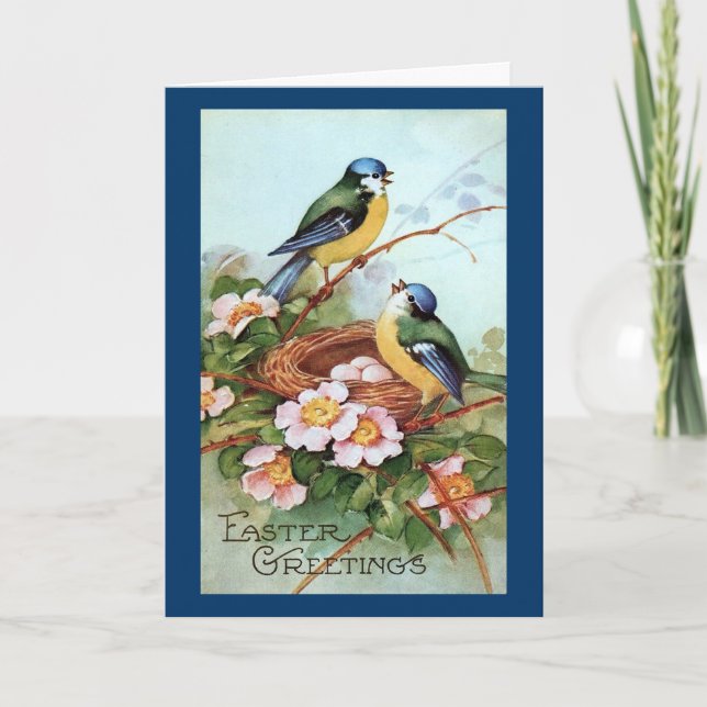 Vintage Birds - Påsk Card Helgkort (Framsida)