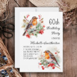 Vintage Birds Robin Redbröst 60:e födelsedagen Inbjudningar<br><div class="desc">60:e födelsedagsfest inbjudan med målningar av söt lilla Robins sitta i grenar i träd med röda bär och grönt löv. Kontakta mig om du behöver hjälp med dina anpassningar eller om du vill be om ytterligare matchning eller samordning av Zazzle-produkter för firande.</div>
