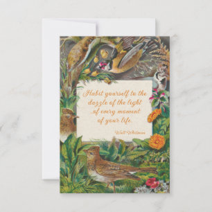 Vintage Birds & Whitman (ljus) Anteckningskort