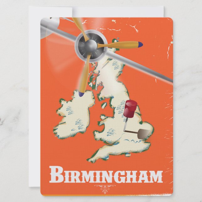 Vintage Birmingham Travel Poster Inbjudningar (Framsida)