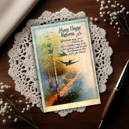 Vintage Birthday 1917 Swallows Vykort